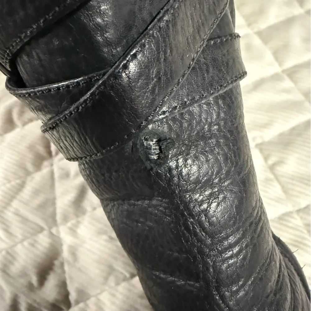 UGG 5454 Caroline Mid Calf Leather Heel Boot, Size 7.5 7 1/2 Black - Picture 15 of 16